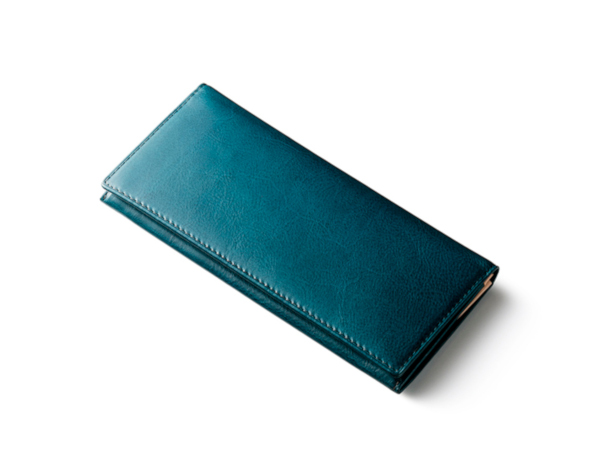 青色の革財布